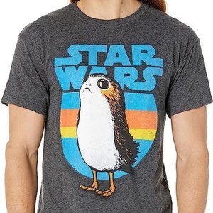 Star Wars Men's Last Jedi Porg Retro Stripes Logo Short Sleeve T-shirt Size S
